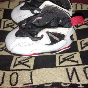 Jordan Kids White and Black Sneakers with Red Accents